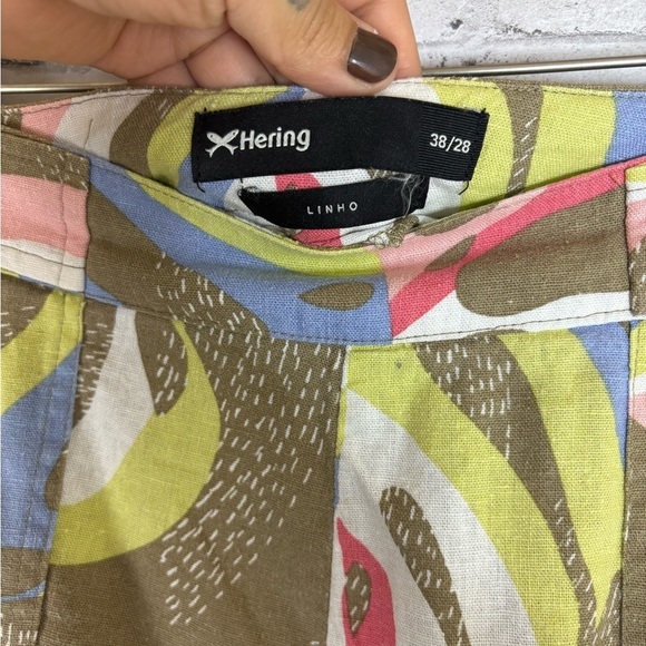 Hering Linen Blend Abstract Brown Shorts - Picture 3 of 5